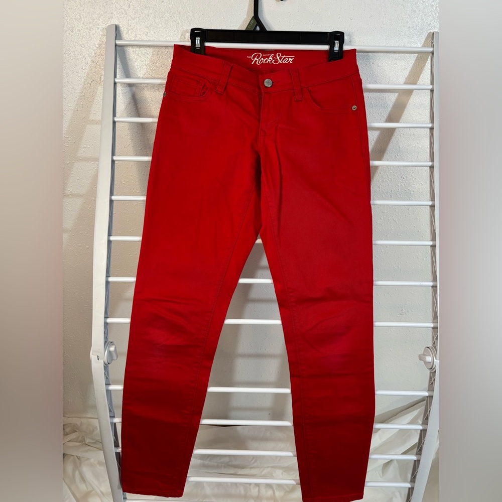 Old Navy Rock Star cherry red skinny jeggings--a bold classic, EUC size 4